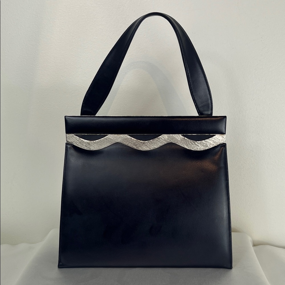 Tarkor Bags Vintage 1950s Black Leather Handbag